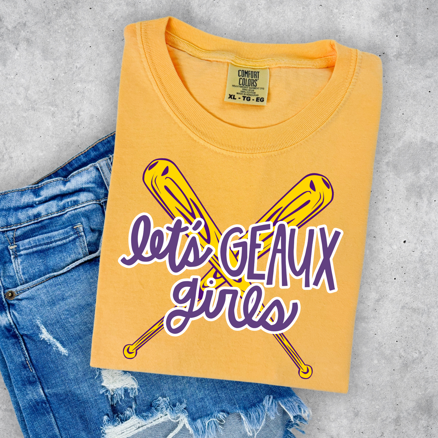 LET'S GEAUX GIRLS TIGER'S SOFTBALL COMFORT COLORS TEE