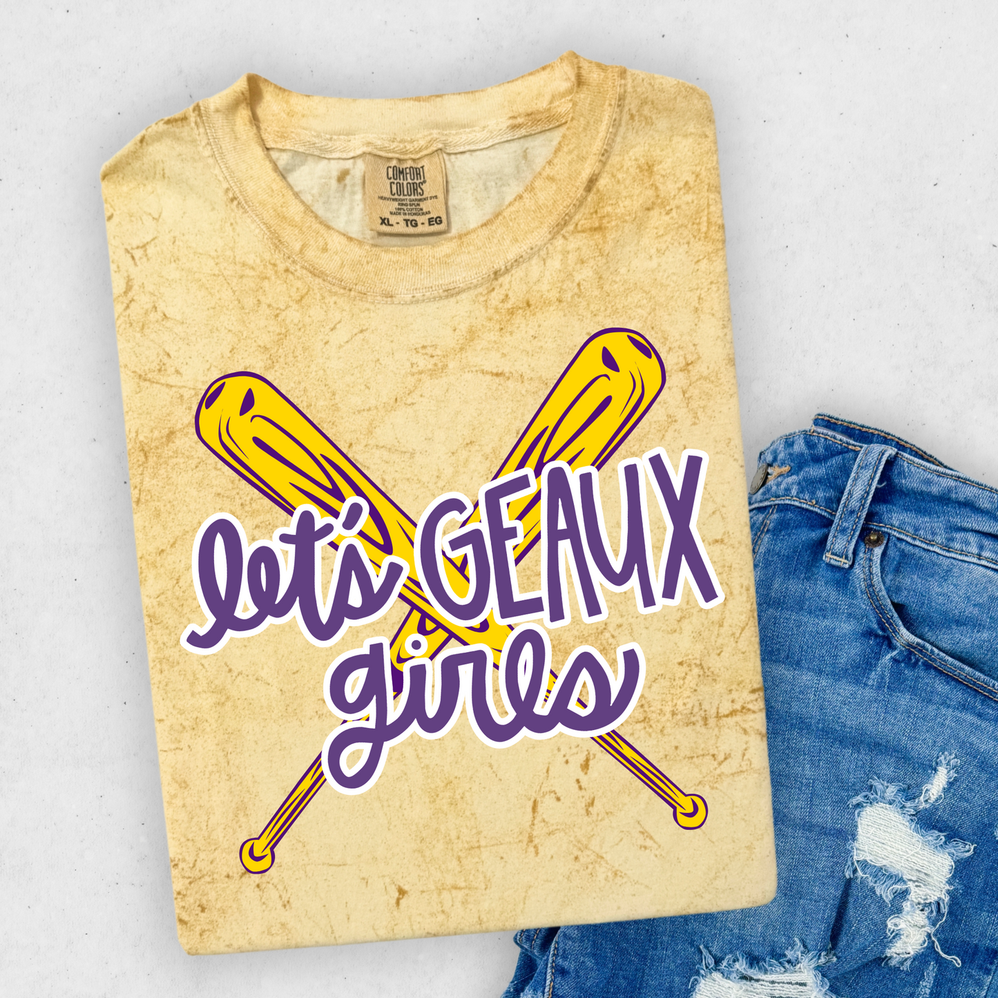 LET'S GEAUX GIRLS TIGER'S SOFTBALL COMFORT COLORS TEE
