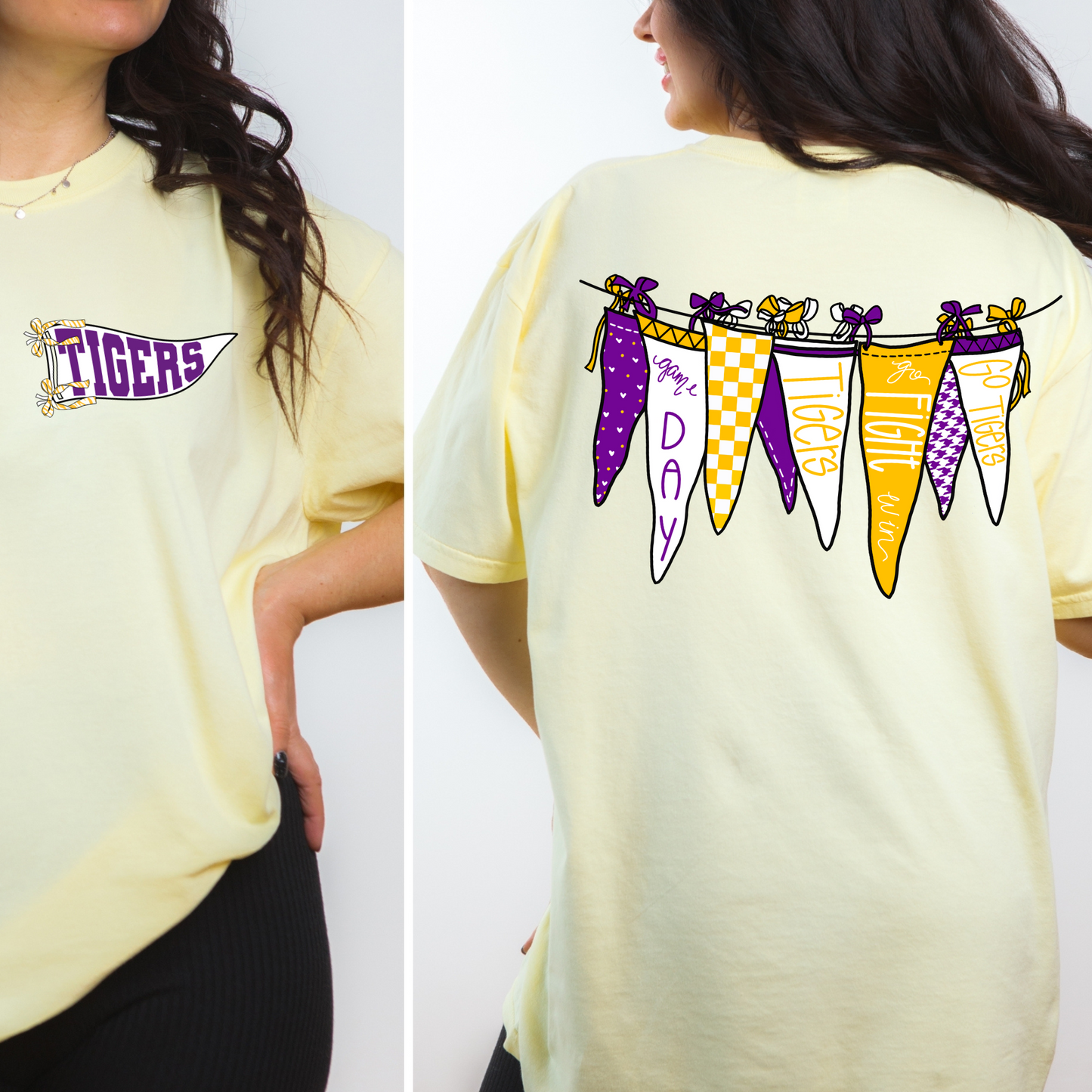 CUTE TIGERS PENNANT TEES & SWEATSHIRTS WITH POCKET LOGO