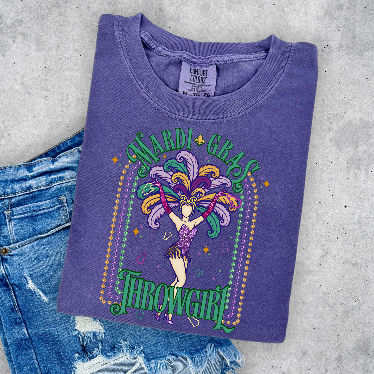 MARDI GRAS THROWGIRL COMFORT COLORS BRAND (YOUTH & ADULT)