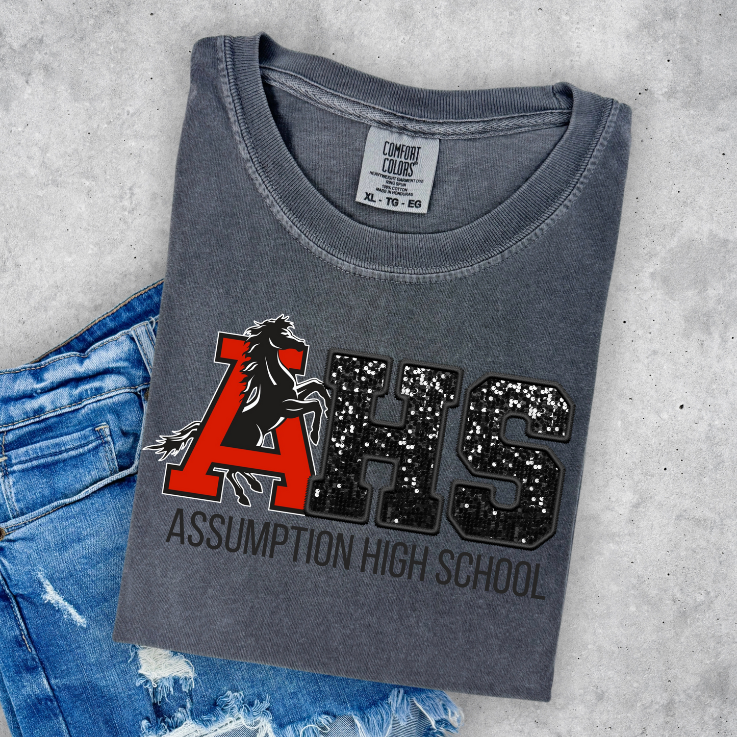 AHS FAUX GLITTER PRINTED TEES AND SWEATSHIRTS