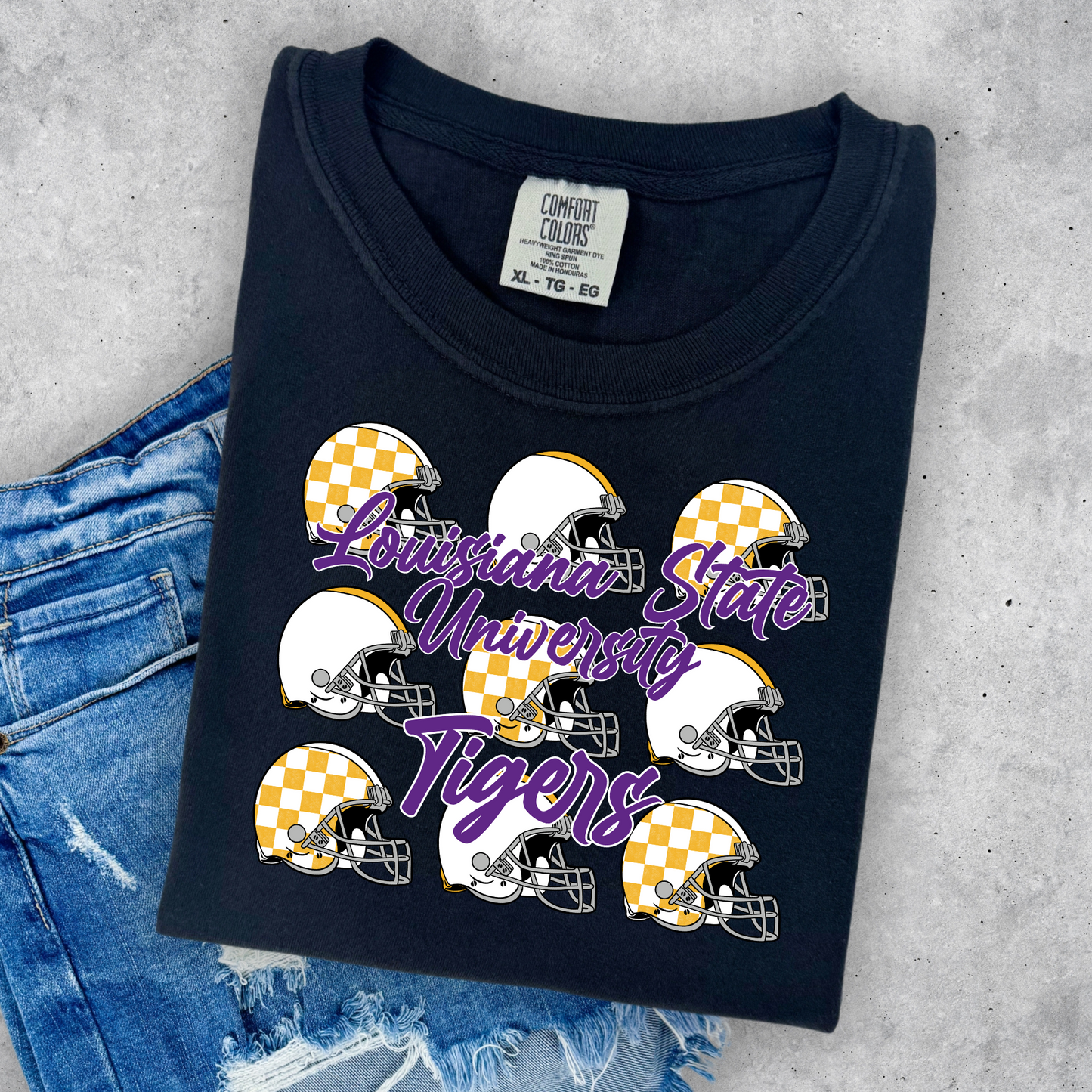 TIGER CHECKERED FOOTBALL HELMETS TEE