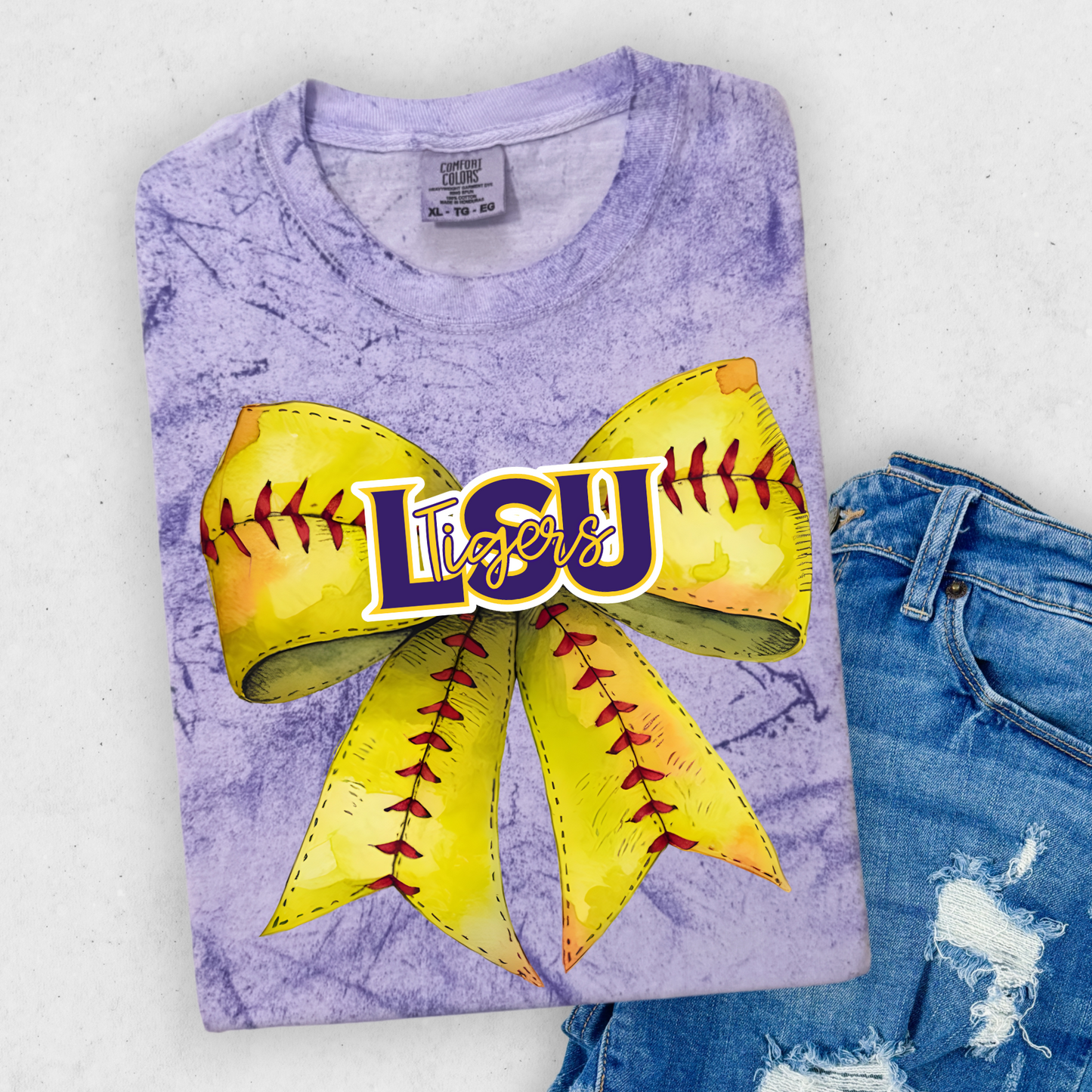 TIGER'S SOFTBALL BOW COMFORT COLORS TEE