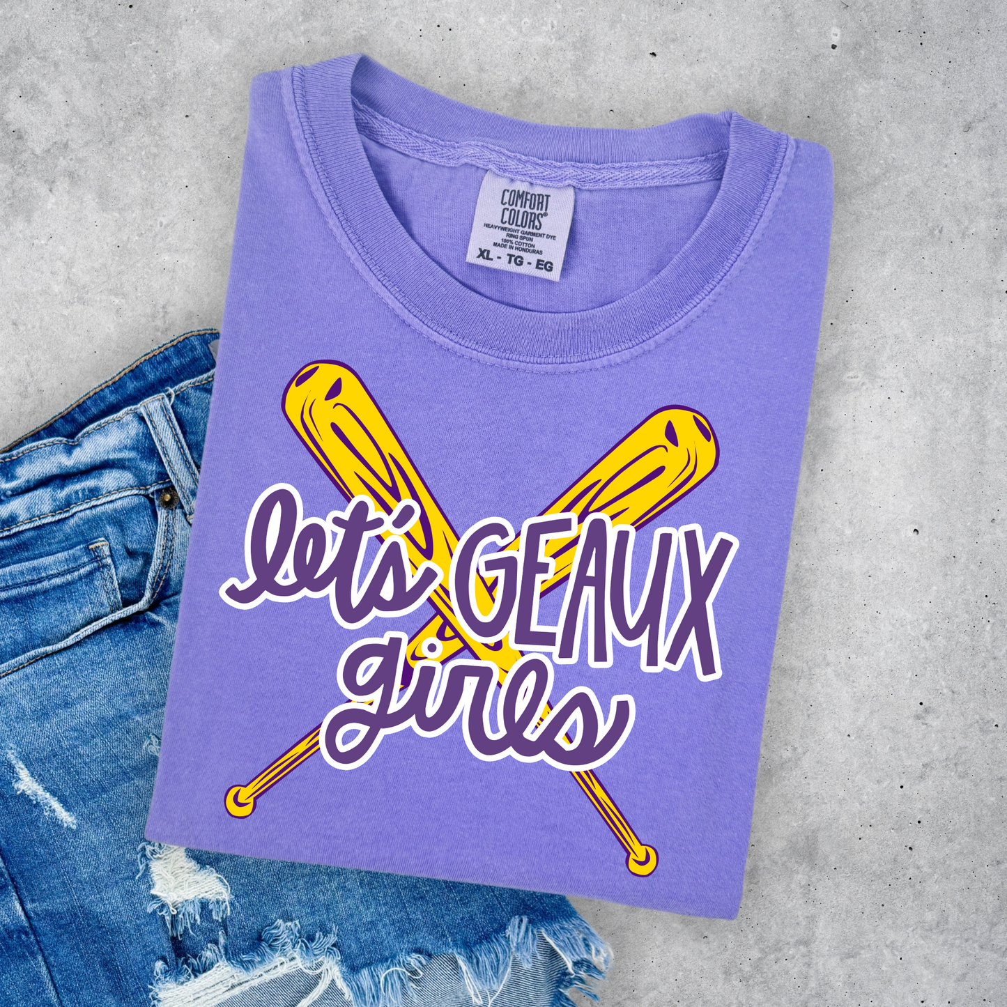 LET'S GEAUX GIRLS TIGER'S SOFTBALL COMFORT COLORS TEE