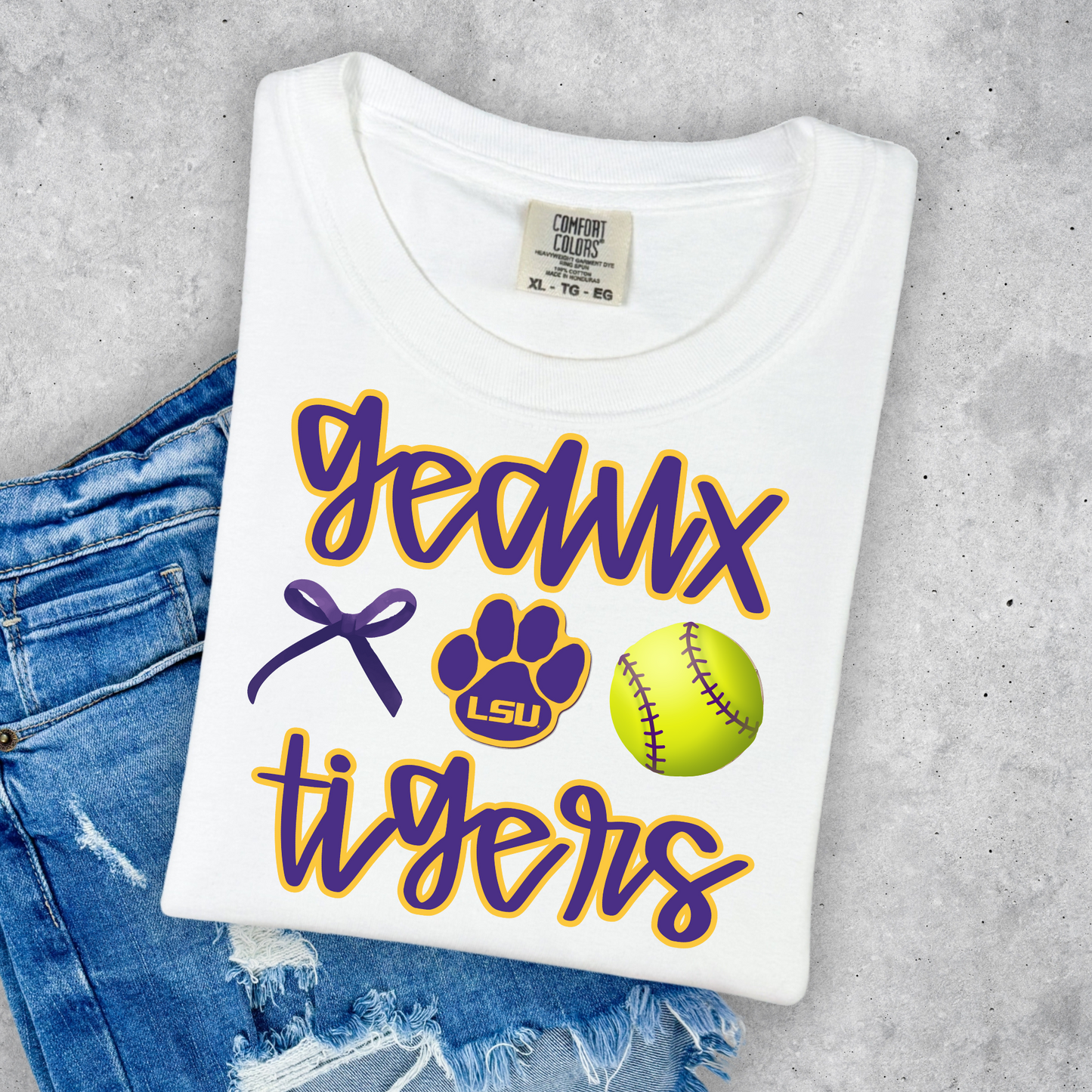GEAUX TIGERS SOFTBALL COMFORT COLORS TEE