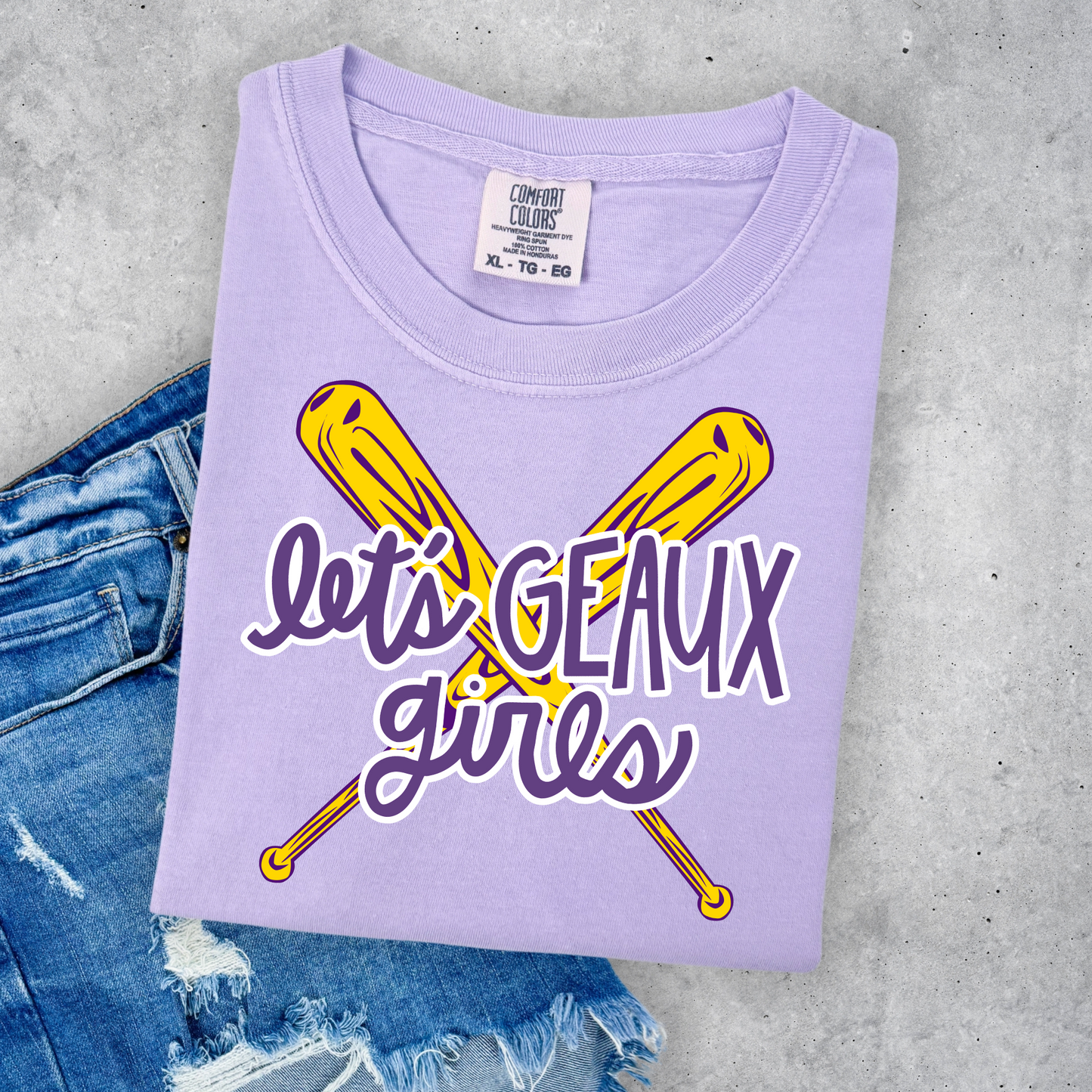 LET'S GEAUX GIRLS TIGER'S SOFTBALL COMFORT COLORS TEE