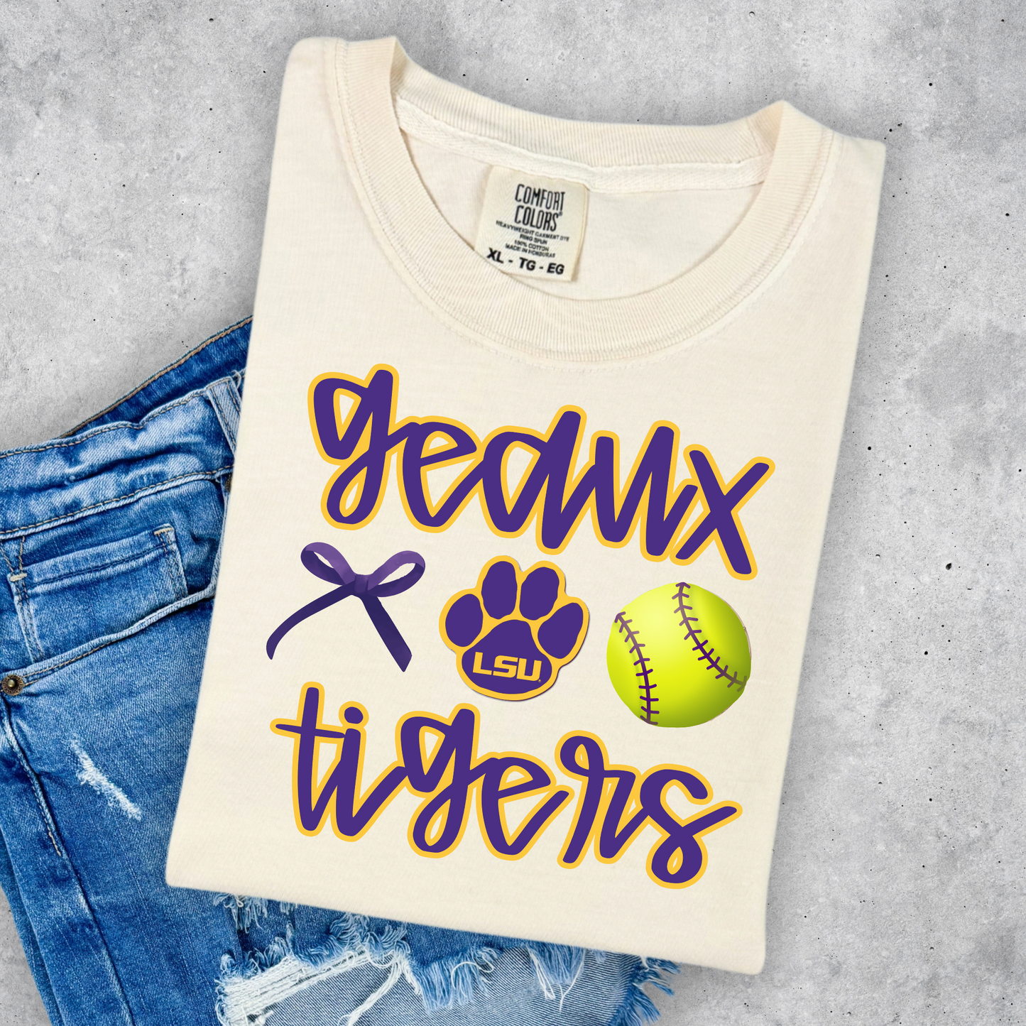 GEAUX TIGERS SOFTBALL COMFORT COLORS TEE