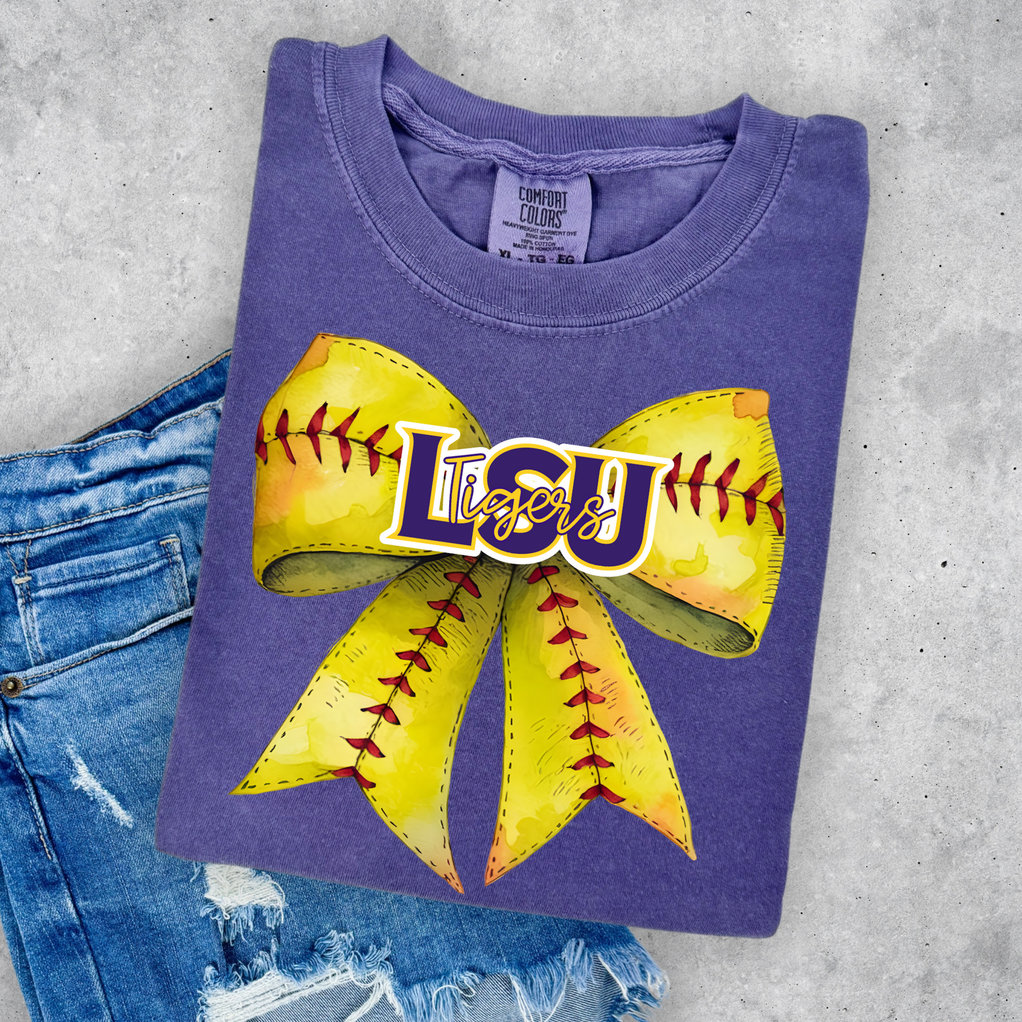 TIGER'S SOFTBALL BOW COMFORT COLORS TEE