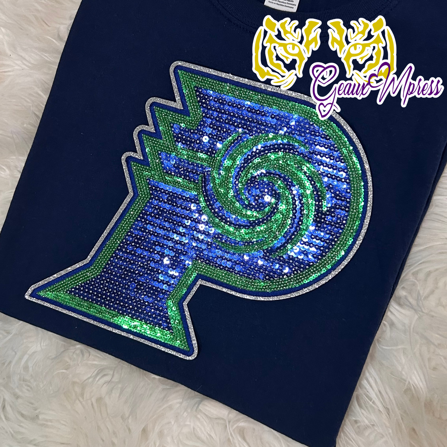 PRAIRIEVILLE HURRICANES SEQUIN PATCH TEE AND SWEATSHIRT