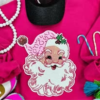 10 INCH PINK SANTA READY TO PRESS SEQUIN PATCH