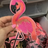 10 INCH TALL SEQUIN FLAMINGO READY TO PRES PATCH