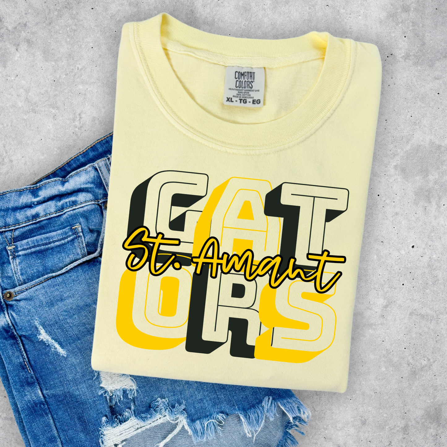 ST. AMANT BLOCK FONT GATORS TEE & SWEATSHIRT