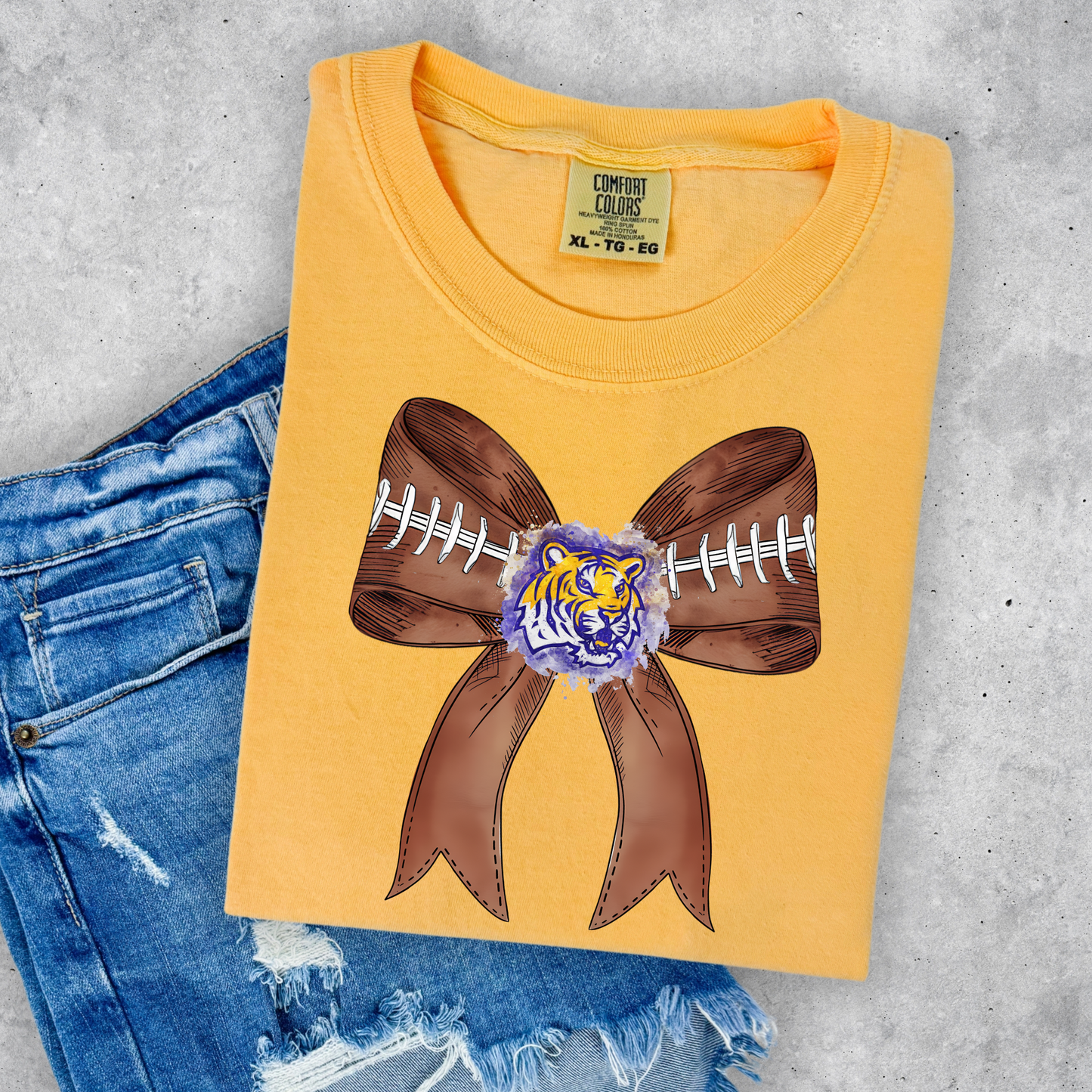 TIGERS FOOTBALL BOW TEE