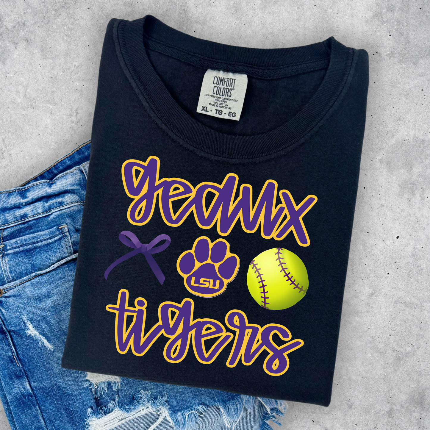 GEAUX TIGERS SOFTBALL COMFORT COLORS TEE