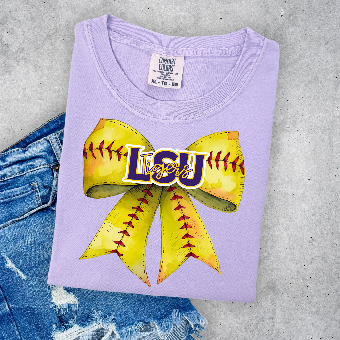 TIGER'S SOFTBALL BOW COMFORT COLORS TEE
