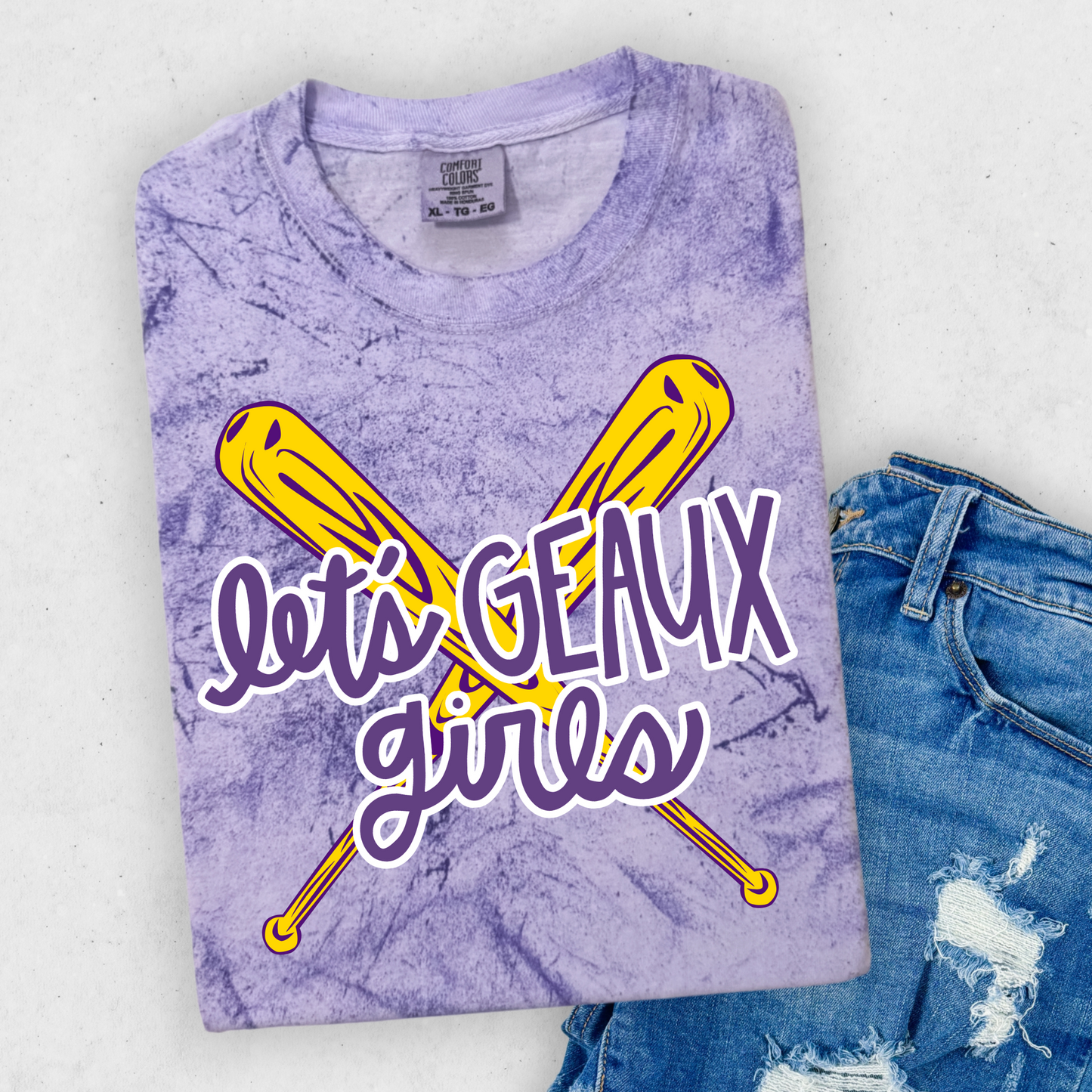 LET'S GEAUX GIRLS TIGER'S SOFTBALL COMFORT COLORS TEE