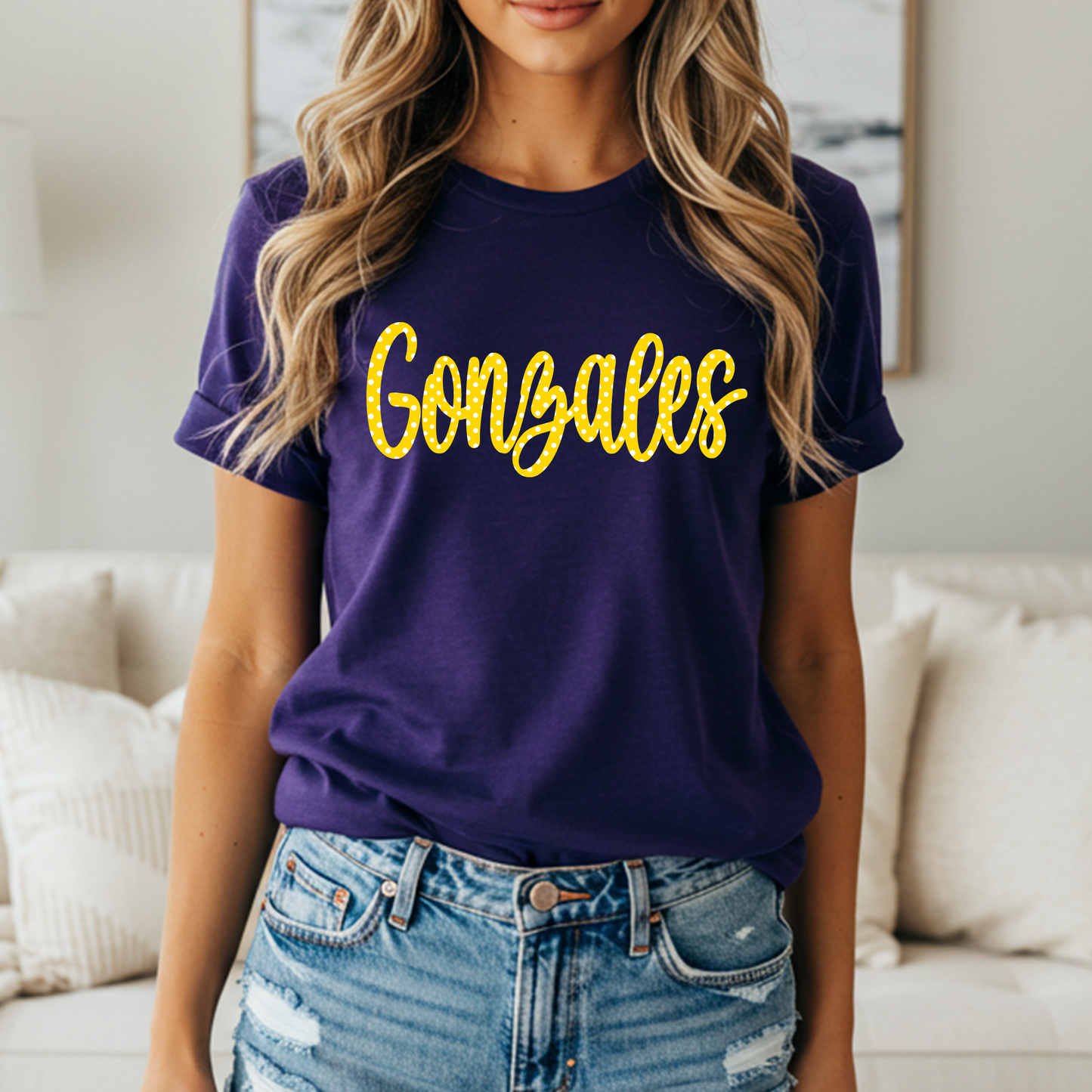 GONZALES BASEBALL POLKA-DOT MASCOT PURPLE TEAM