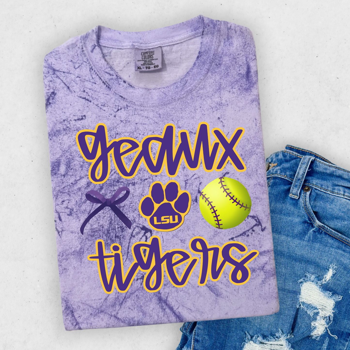 GEAUX TIGERS SOFTBALL COMFORT COLORS TEE