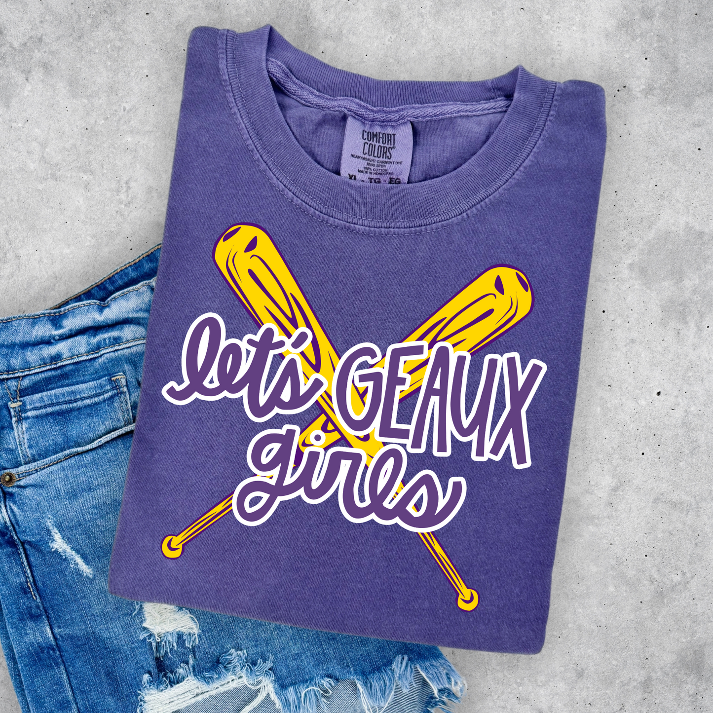 LET'S GEAUX GIRLS TIGER'S SOFTBALL COMFORT COLORS TEE