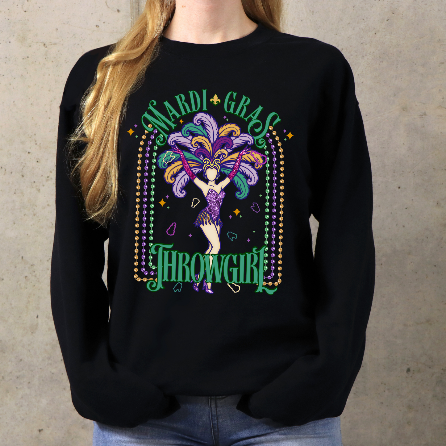 MARDI GRAS THROWGIRL GILDAN BRAND (YOUTH & ADULT)