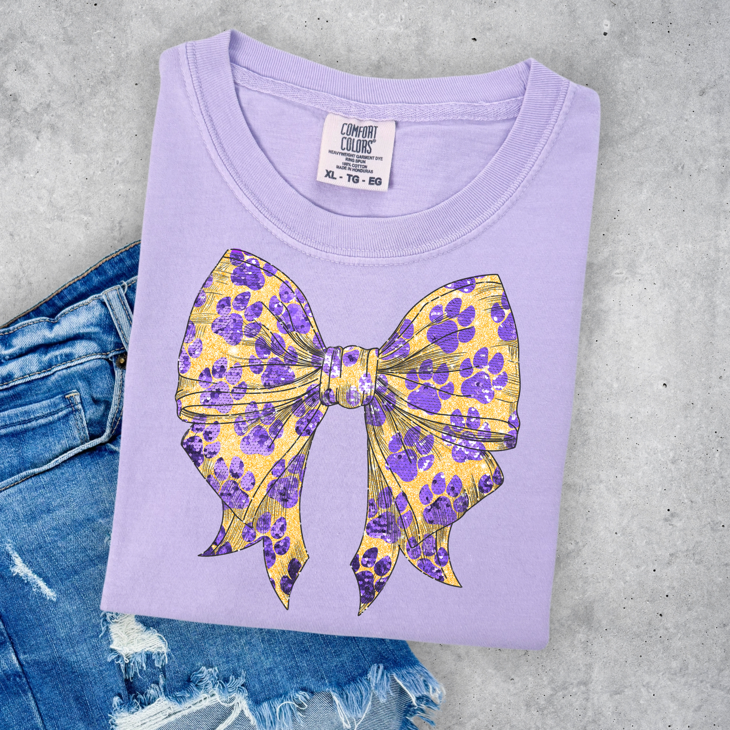 TIGER PAW PRINT BOW COMFORT COLORS TEE