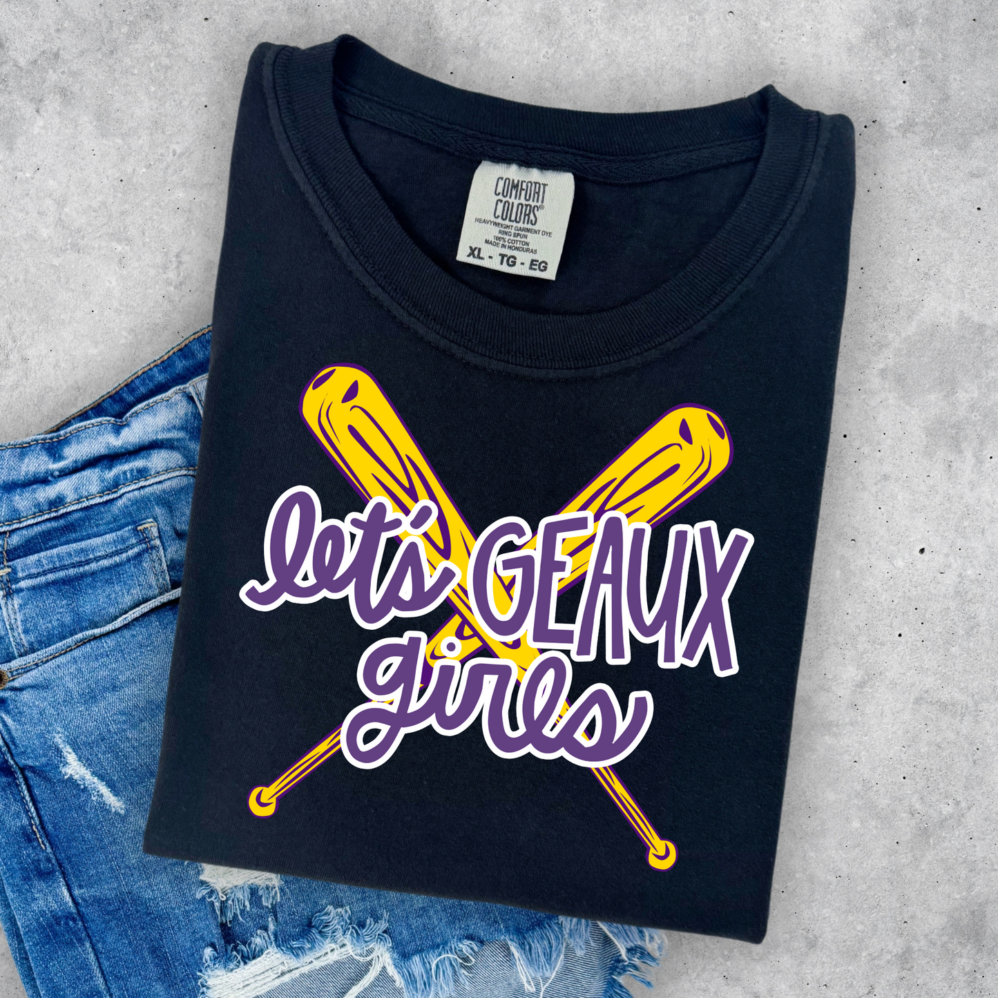 LET'S GEAUX GIRLS TIGER'S SOFTBALL COMFORT COLORS TEE
