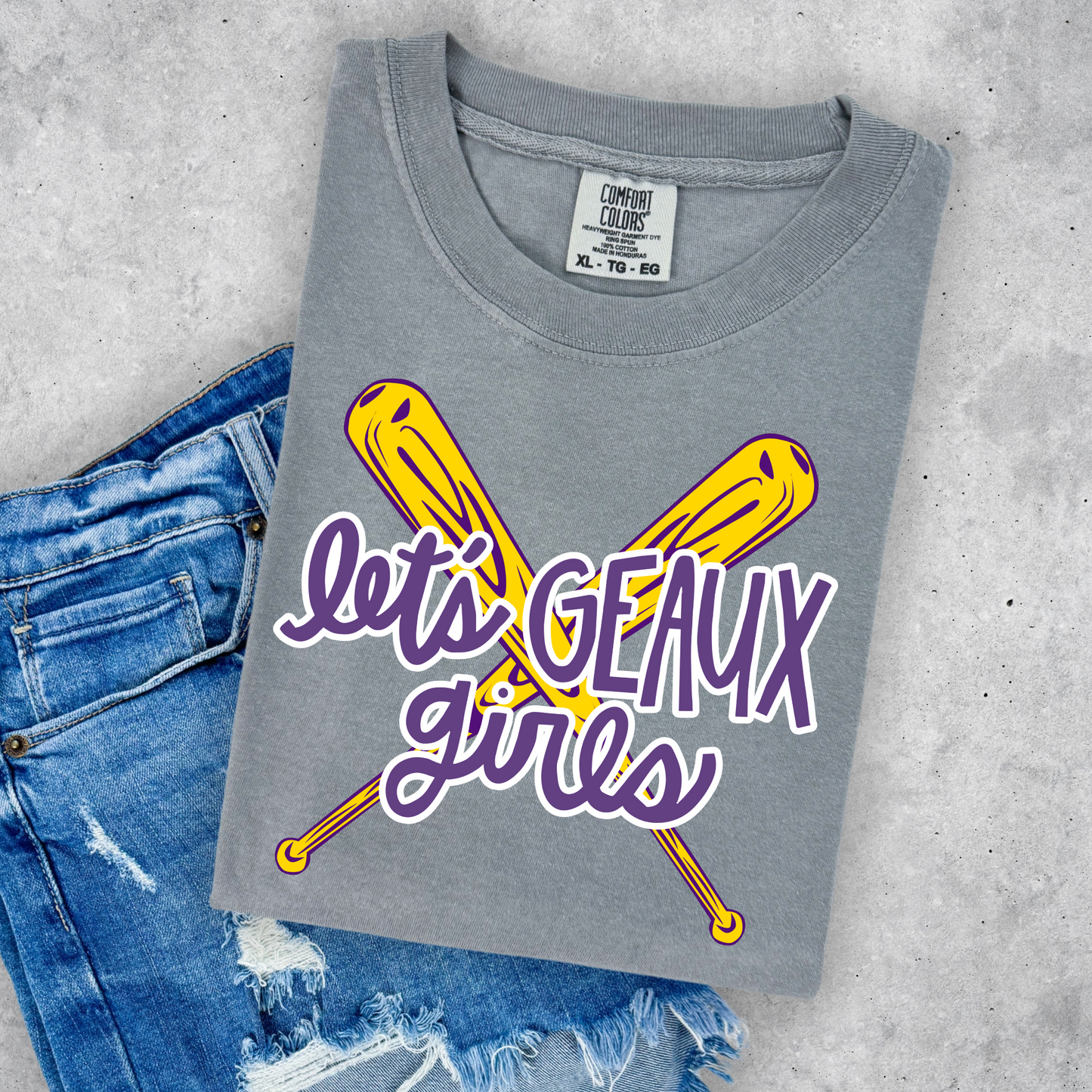 LET'S GEAUX GIRLS TIGER'S SOFTBALL COMFORT COLORS TEE