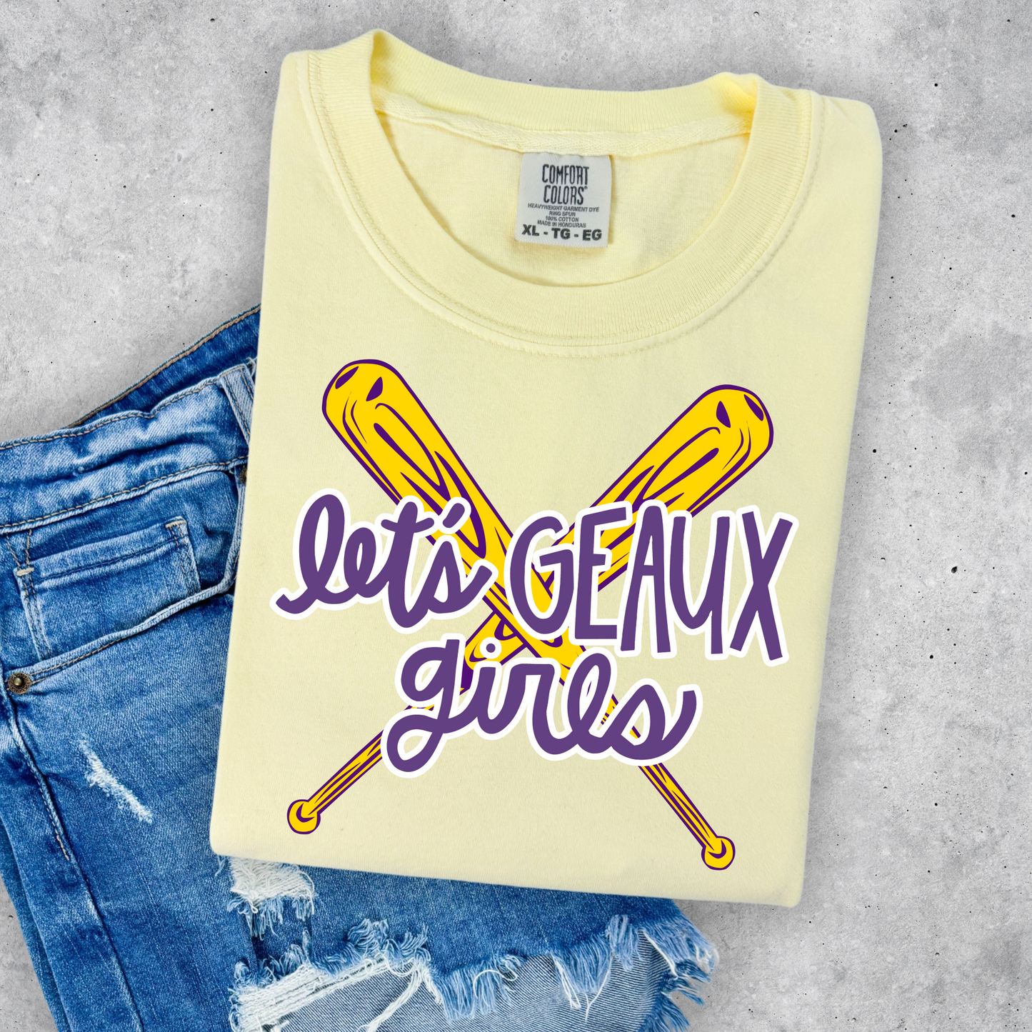 LET'S GEAUX GIRLS TIGER'S SOFTBALL COMFORT COLORS TEE