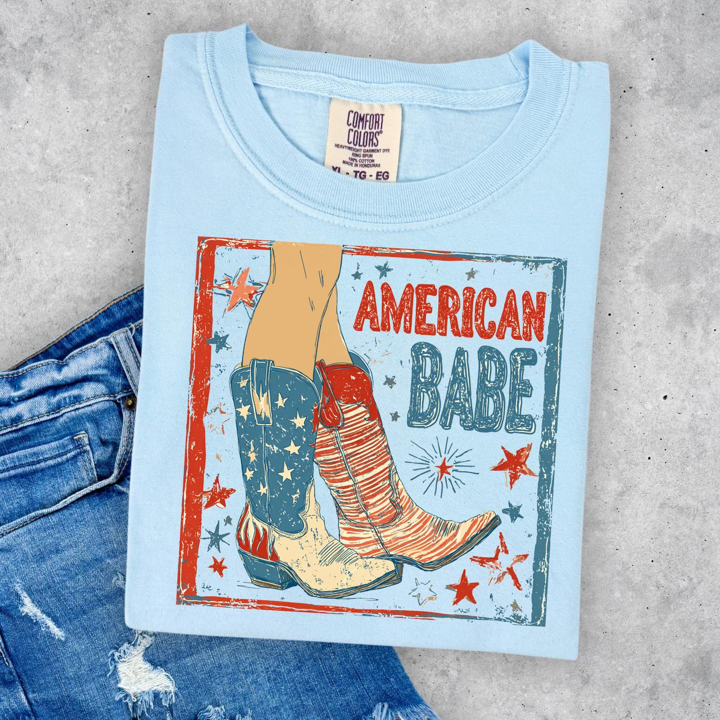 AMERICAN BABE COMFORT COLORS TEE AND BOXT TEE