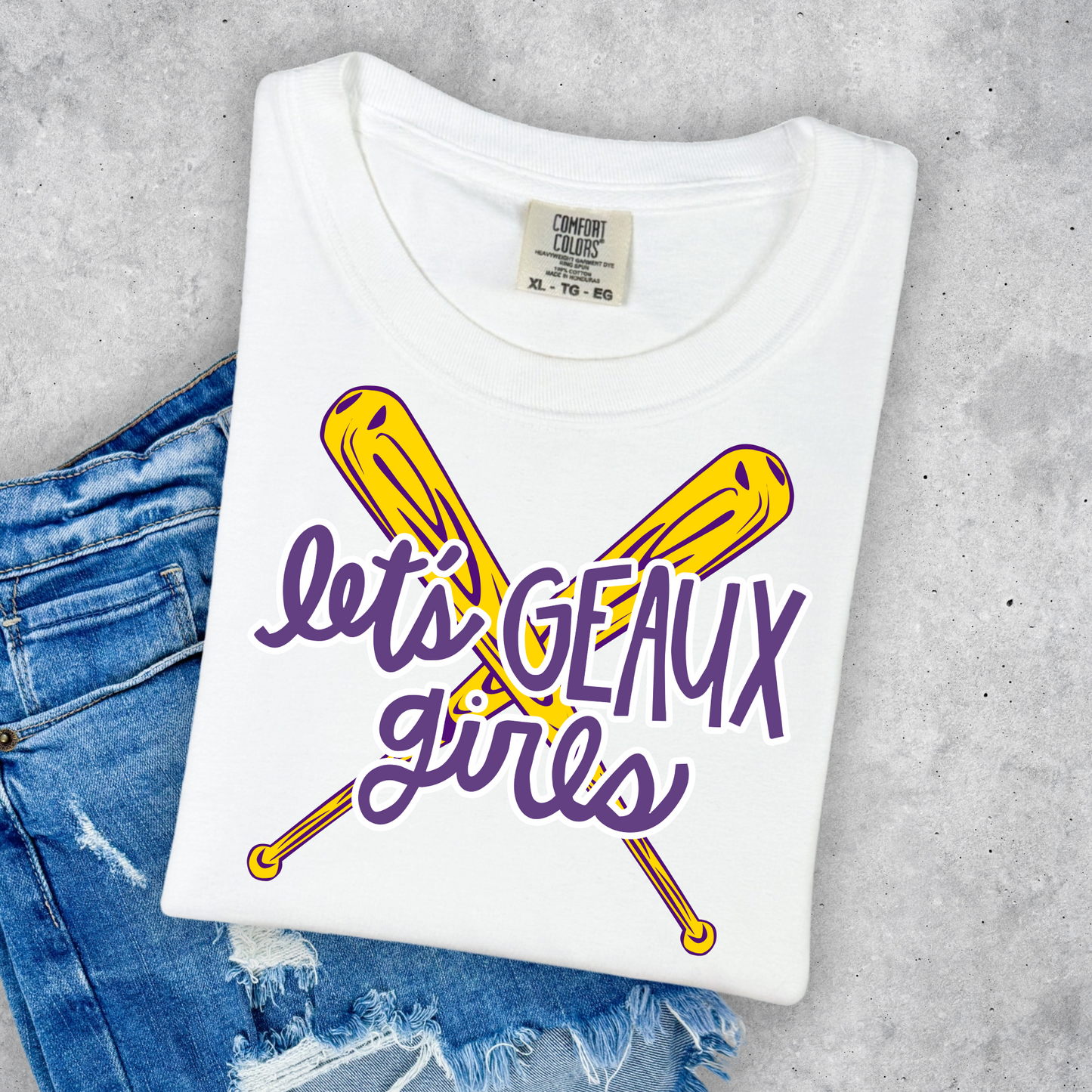 LET'S GEAUX GIRLS TIGER'S SOFTBALL COMFORT COLORS TEE