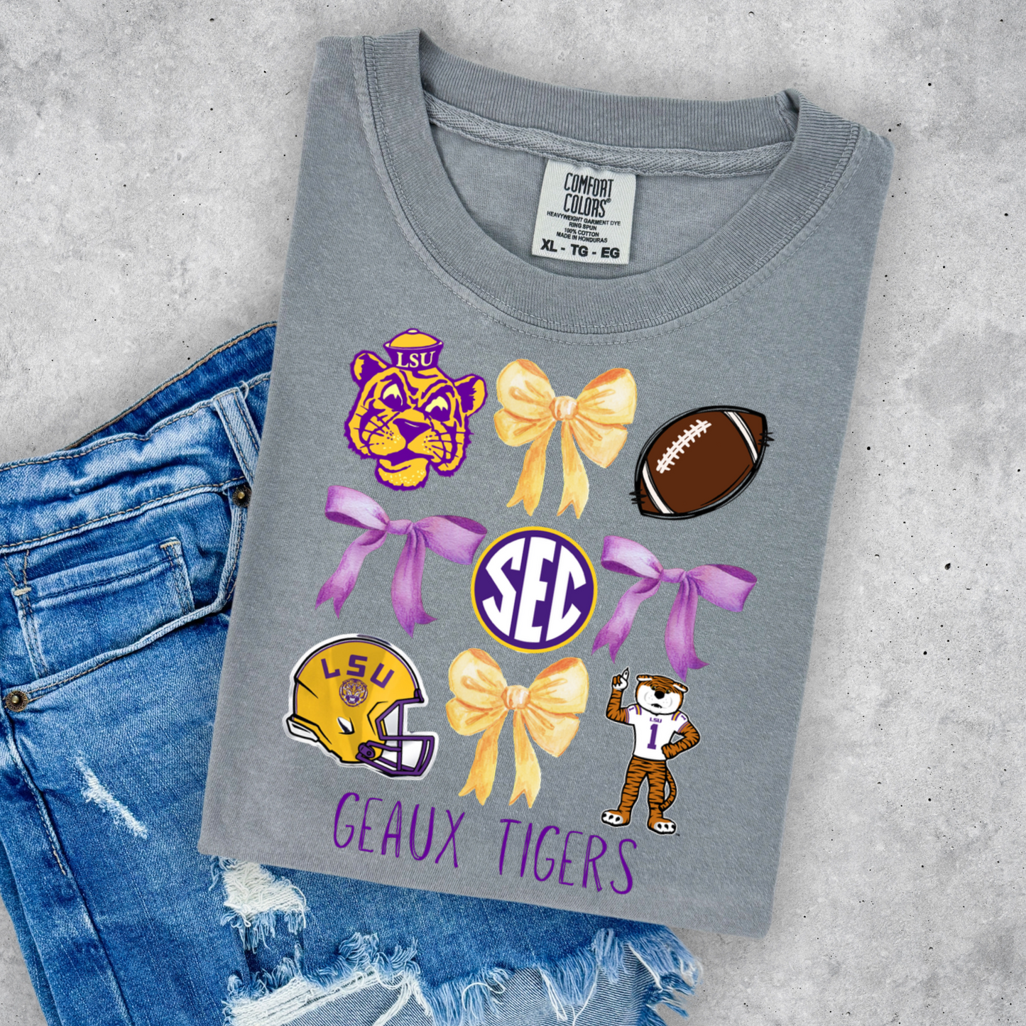 GEAUX TIGERS COQUETTE BOW TEE