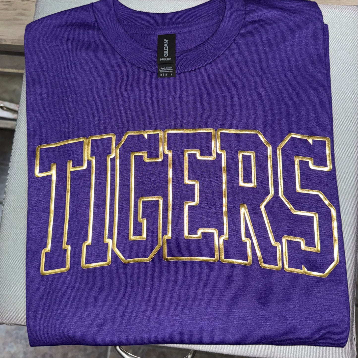 METALLIC GOLD TIGERS PUFF TEE & SWEATSHIRT