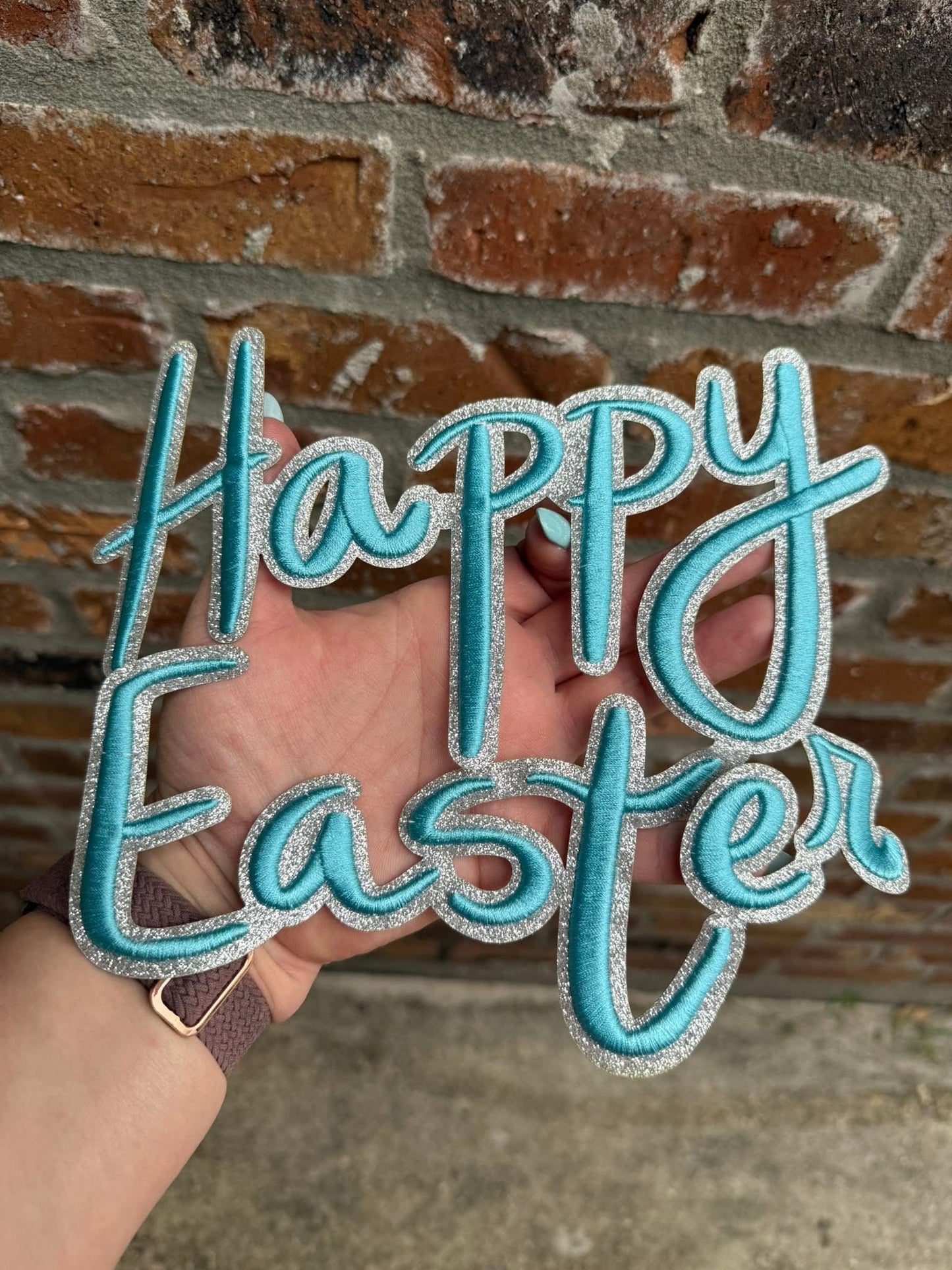 11 INCH PUFF EMBROIDERY HAPPY EASTER PATCH