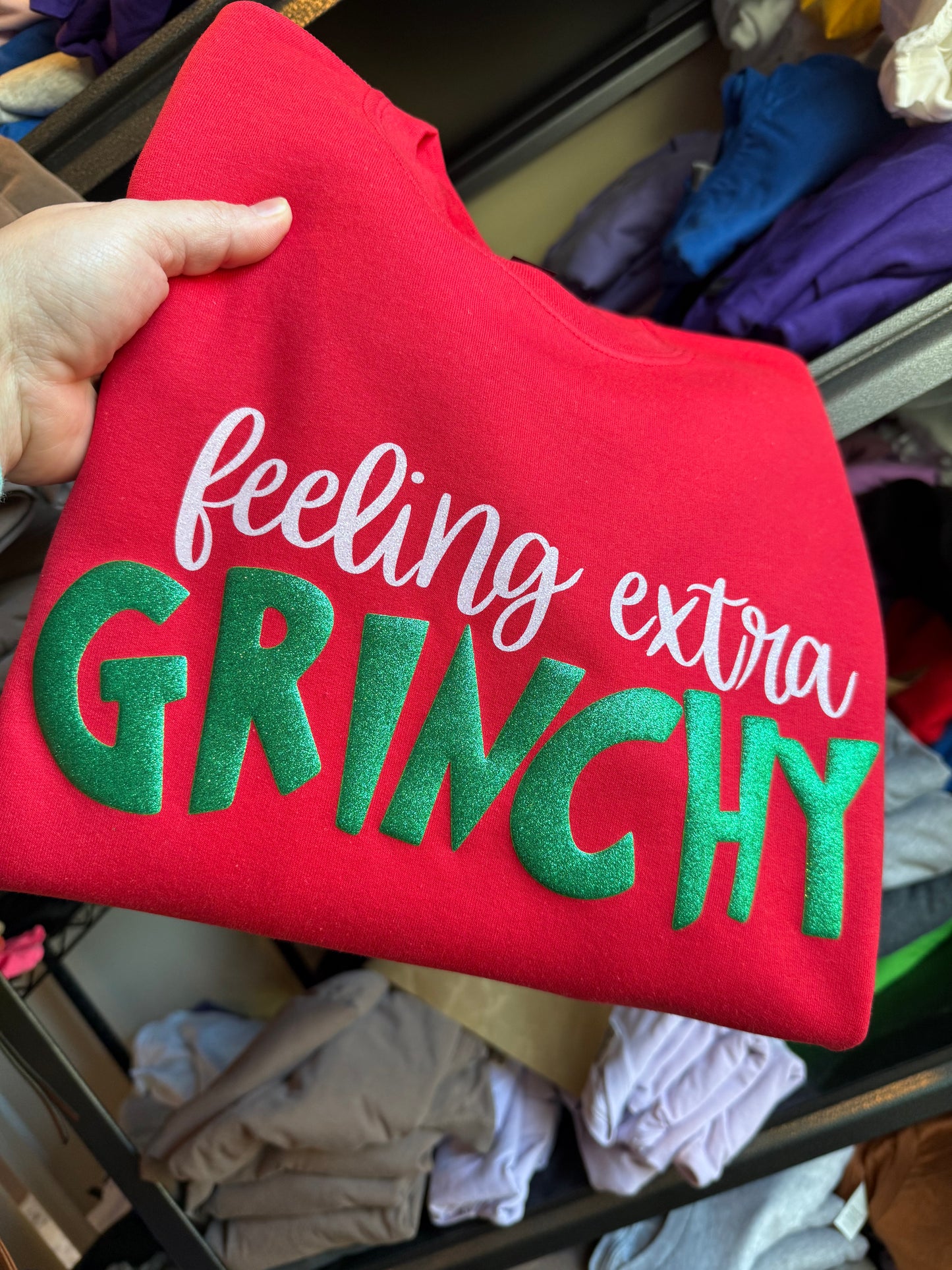 Feeling Extra GRINCHY Glitter puff Sweatshirt