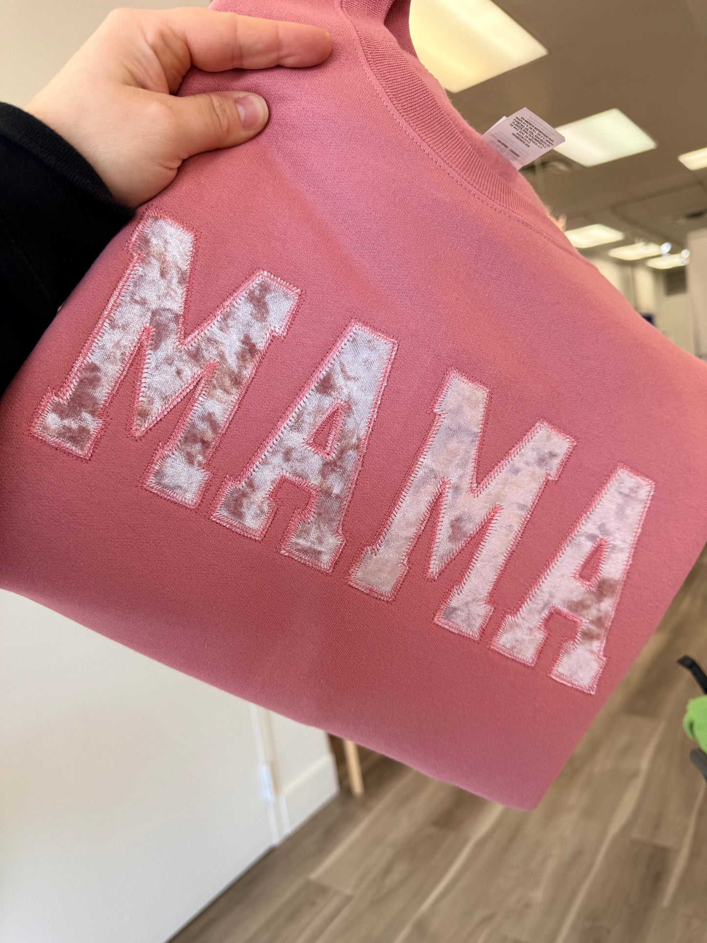 2XL OVERSIZED MAMA SWEATSHIRT-FITS MORE LIKE A 3XL (one of a kind with upcycled fabric) Can not be duplicated
