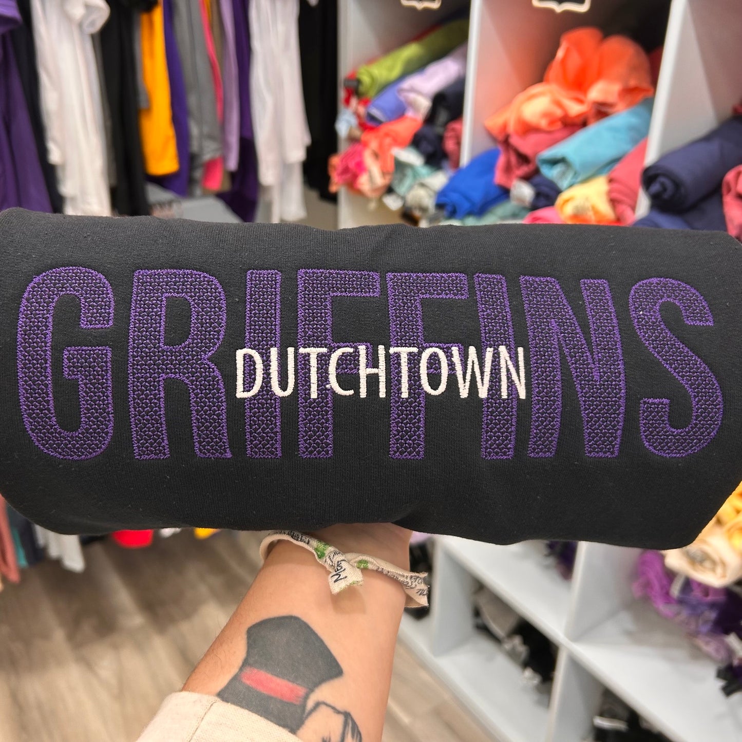 GRIFFINS PURPLE DIAMOND STITCH EMBROIDERY WITH BLOCK FONT