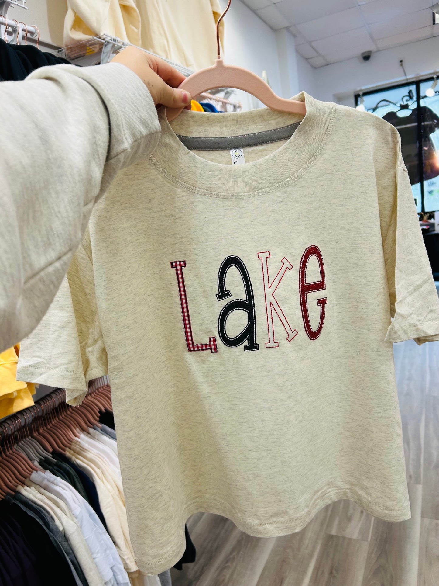 LAKE MULTI MEDIA APPLIQUE EMBROIDERED TEE