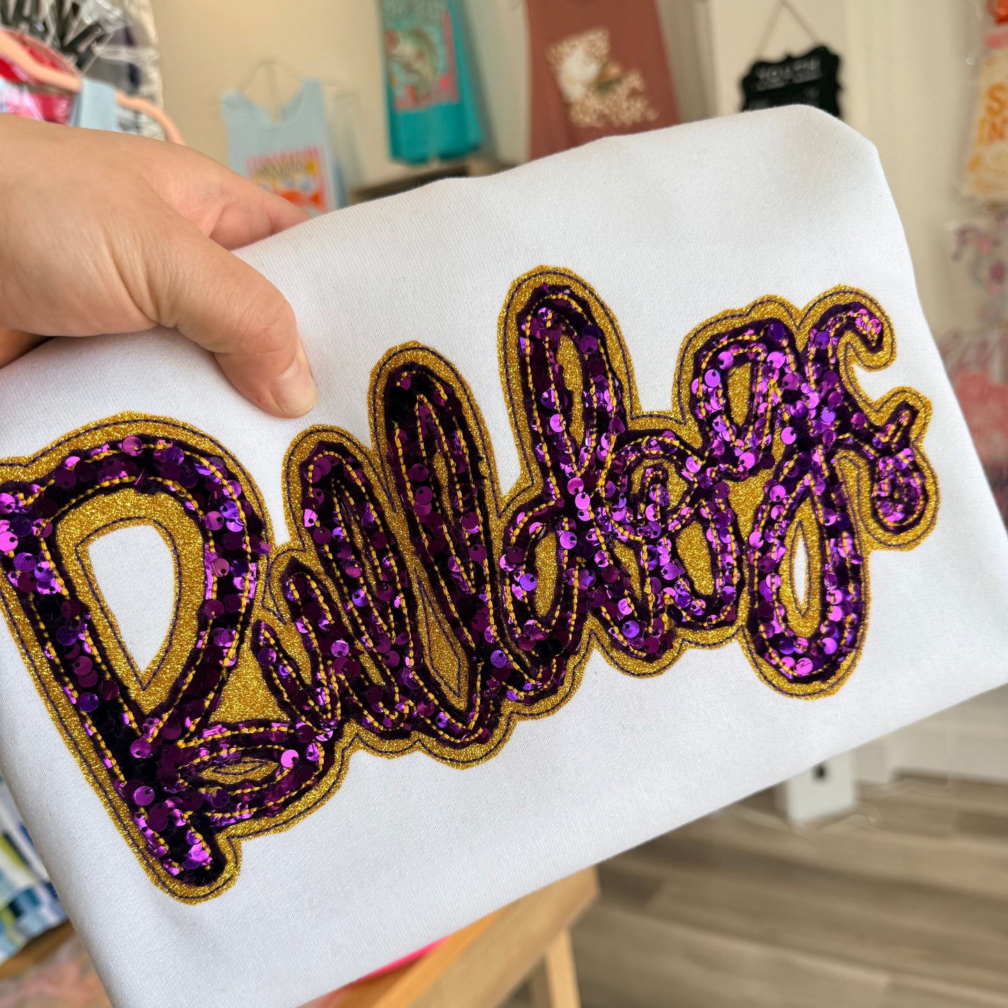 BULLDOGS GLITTER AND SEQUIN APPLIQUE