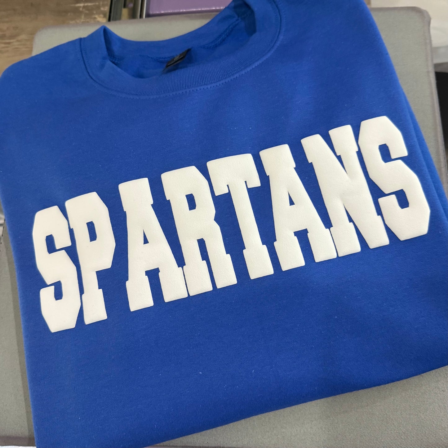 WHITE MATTE PUFF SPARTANS TEES AND SWEATSHIRTS