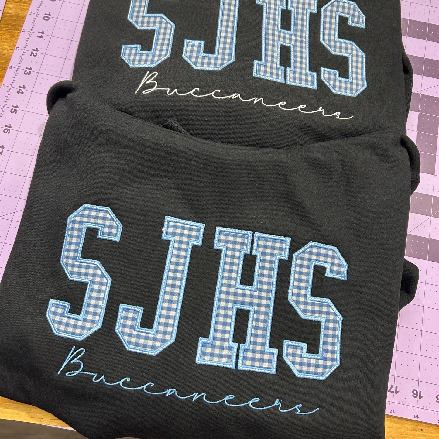 SJHS BUCCANNEERS FABRIC APPLIQUE ON BLACK