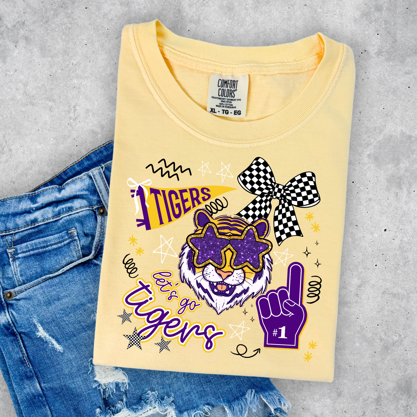 FAUX GLITTER LET'S GO TIGERS TEE