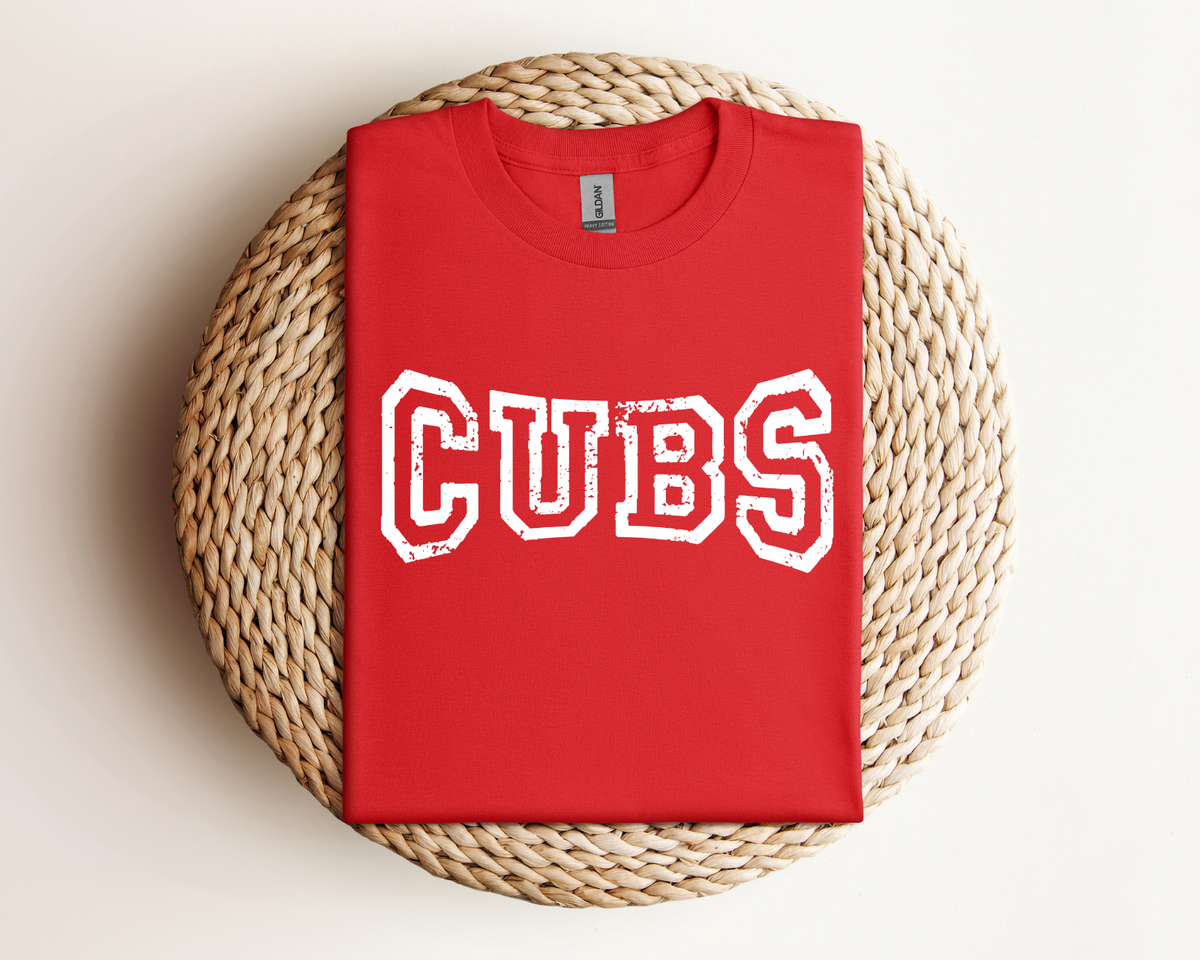 DISTRESSED CUBS YOUTH AND ADULT TEES AND SWEATSHIRTS