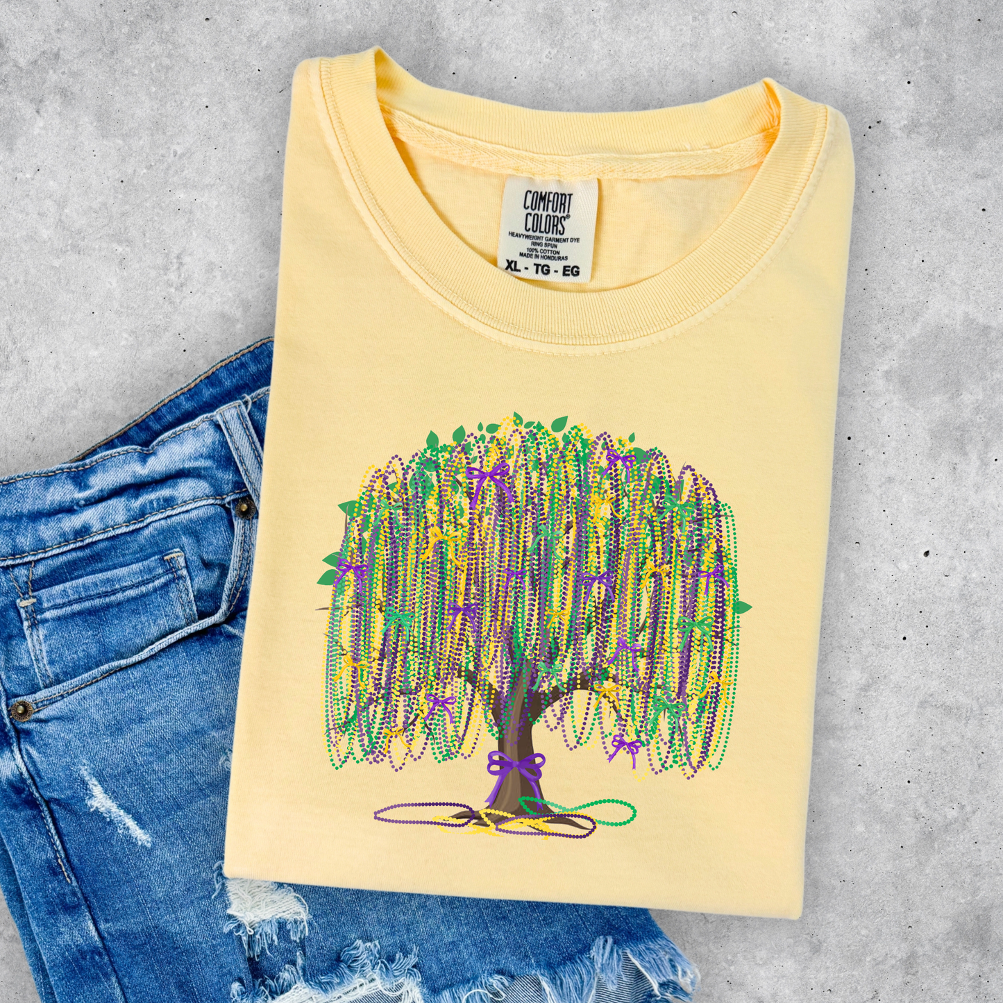 MARDI GRAS BEAD TREE COMFORT COLORS BRAND (YOUTH & ADULT)