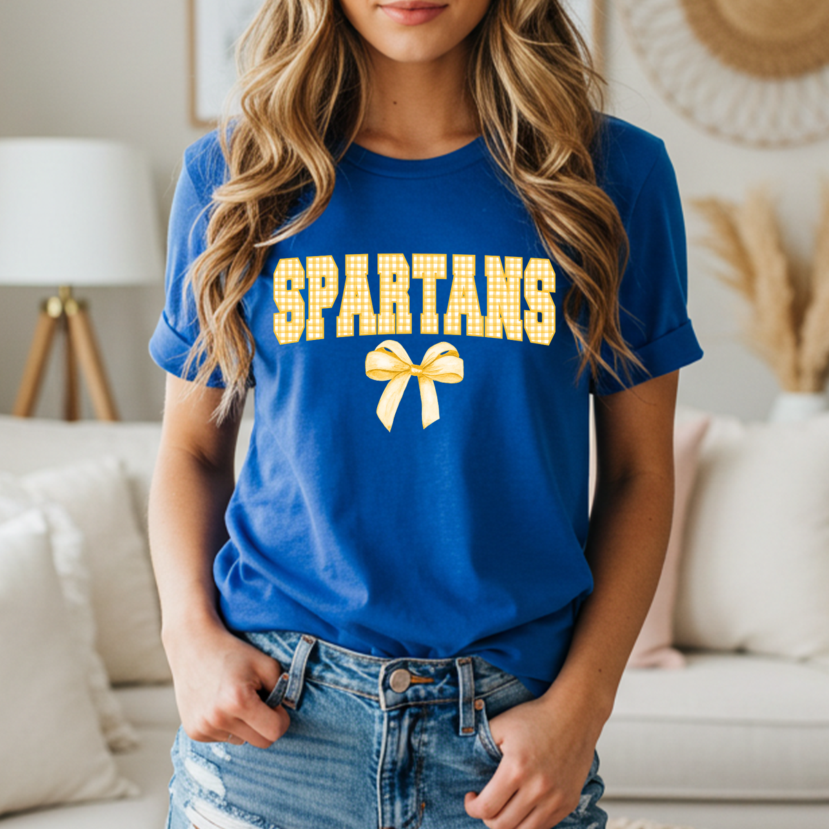 GINGHAM SPARTANS PRINTED TEES & SWEATSHIRTS