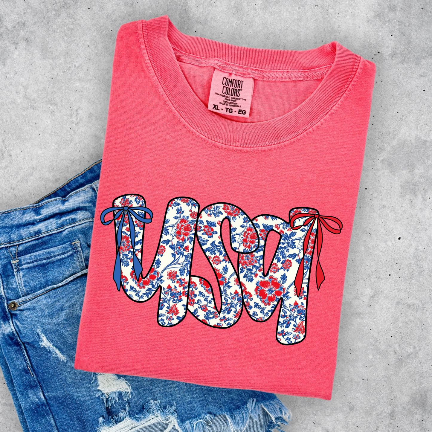 FLORAL USA TEE