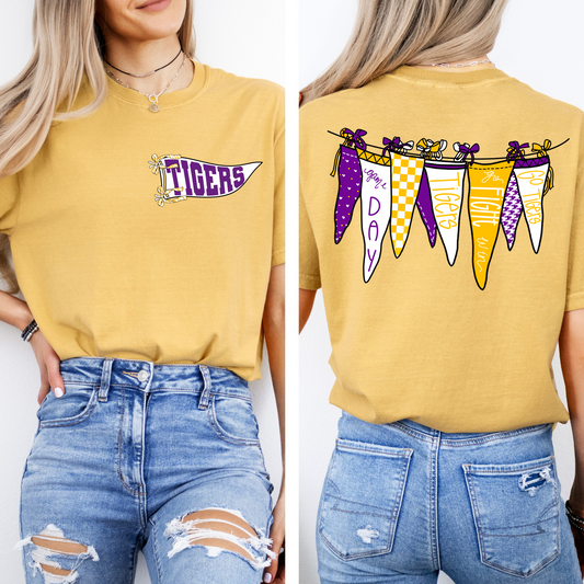 CUTE TIGERS PENNANT TEES & SWEATSHIRTS WITH POCKET LOGO