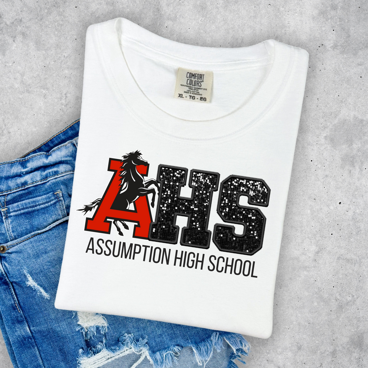 AHS FAUX GLITTER PRINTED TEES AND SWEATSHIRTS