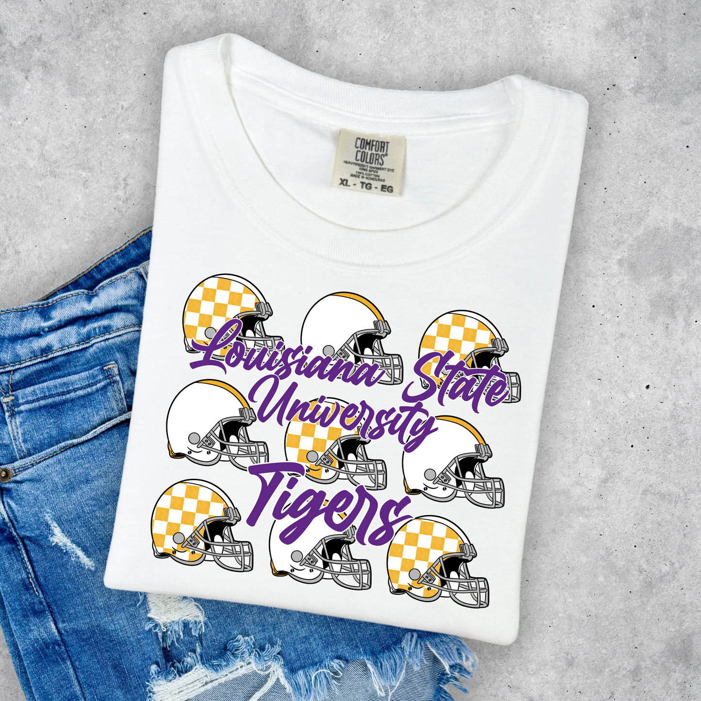 TIGER CHECKERED FOOTBALL HELMETS TEE