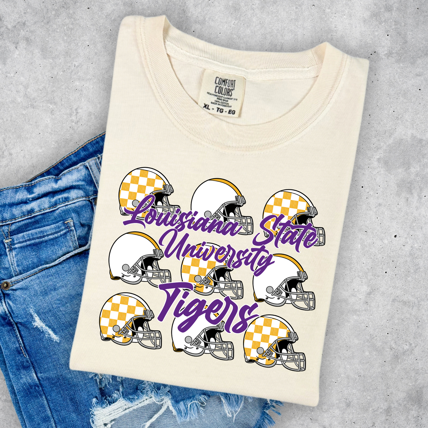 TIGER CHECKERED FOOTBALL HELMETS TEE