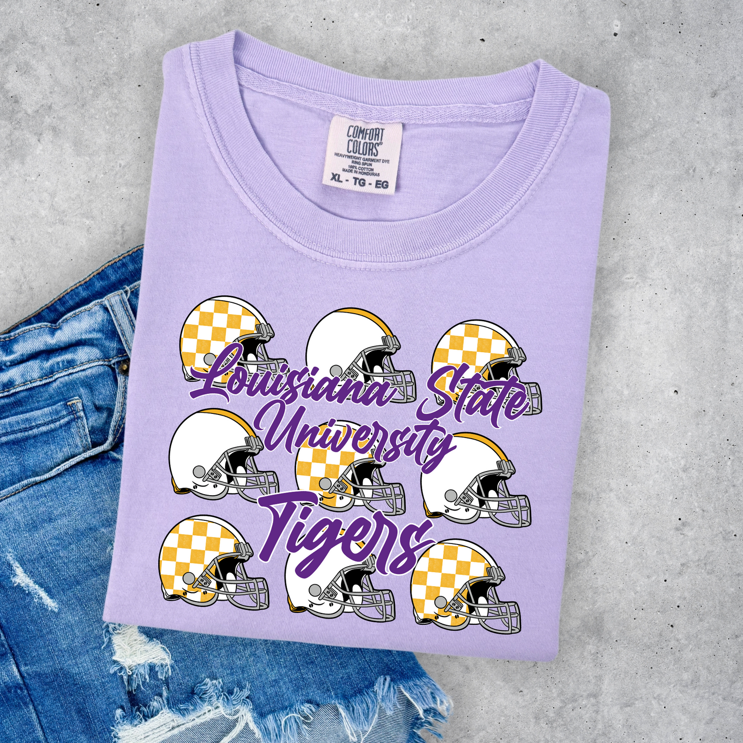 TIGER CHECKERED FOOTBALL HELMETS TEE